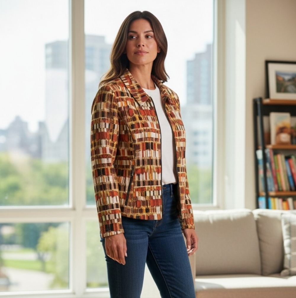 Christopher & Banks Warm-Toned Patchwork Print Jacket